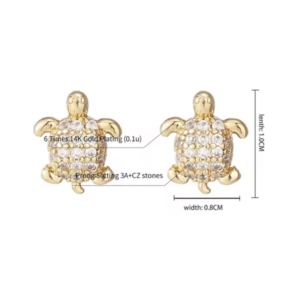 Turtle Silver Blue Earrings - Picture 5 of 5